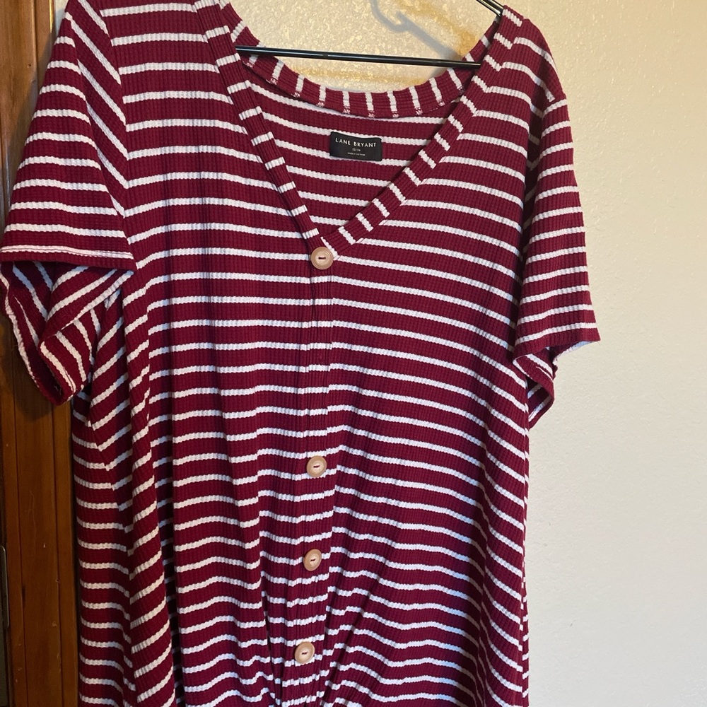 Lane Bryant Burgundy Striped Blouse